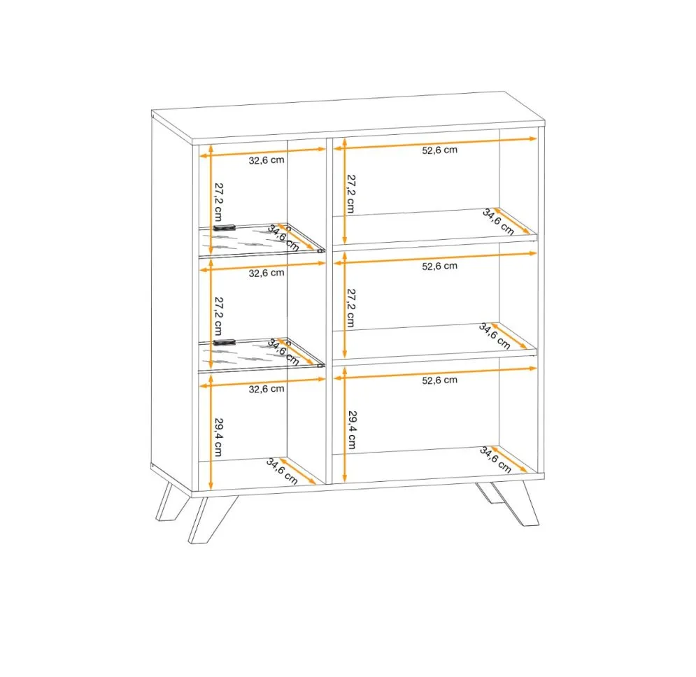 Meblościanka LIAM LED hickory jackson z biokominkiem i szklanymi półkami I sklep meblowy MIRAT. styl LOFT