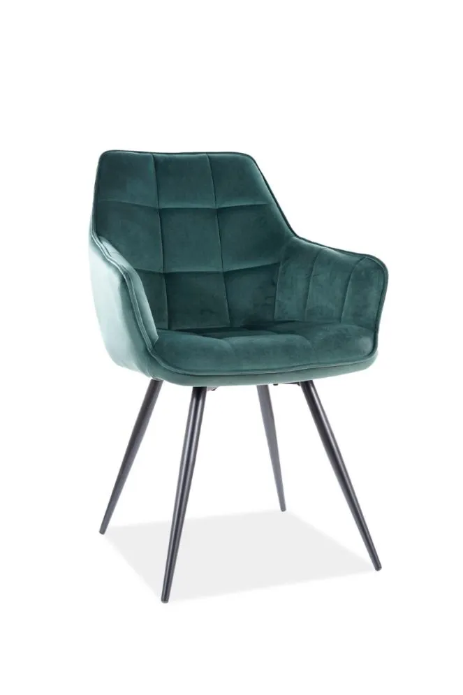 Krzesło LILIA VELVET zielone welurowe z podłokietnikami | MIRAT. styl GLAMOUR, LOFT