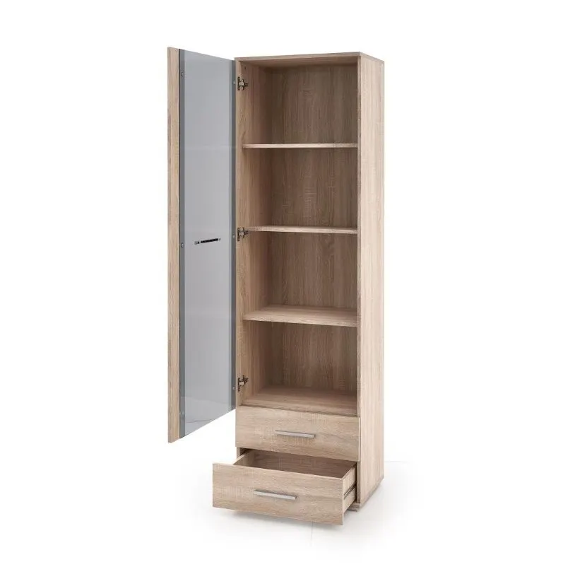 Witryna do salonu LIMA W-1 dąb sonoma przeszklona I sklep meblowy MIRAT. styl SKANDYNAWSKI kolekcja LIMA