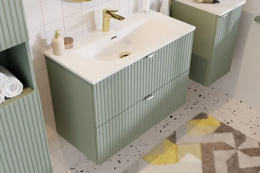 Szafka pod umywalkę LINE REED GREEN D 82-80-2S zielona wisząca I sklep meblowy MIRAT. styl RYFLOWANY