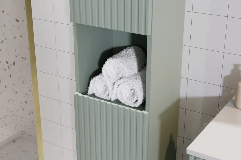 Szafka łazienkowa Line Reed Green D 80-03-2D zielona wysoki słupek I sklep meblowy MIRAT. styl RYFLOWANY