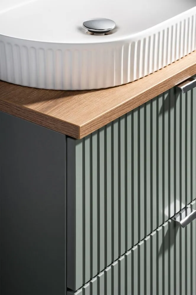 Szafka pod umywalkę LINE REED GREEN D 82-80-2S zielona wisząca I sklep meblowy MIRAT. styl RYFLOWANY