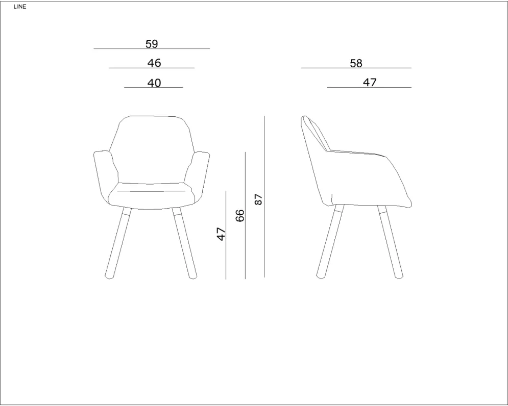 Krzesło LINE czarne tapicerowane nowoczesne do jadalni | MIRAT.