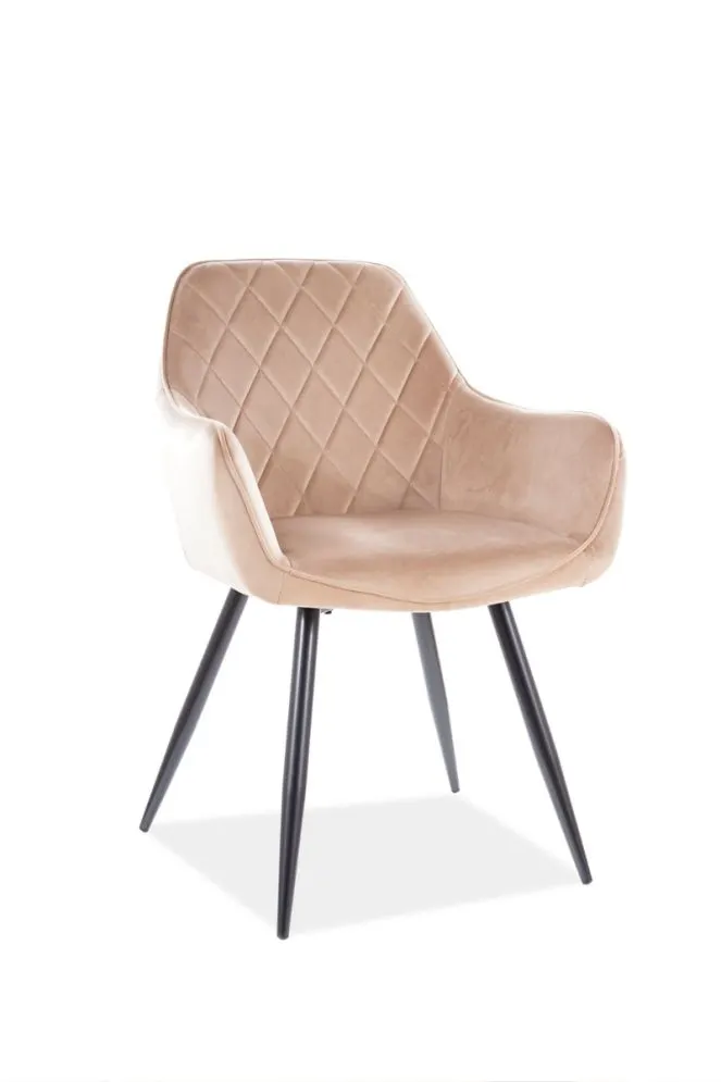 Krzesło LINEA VELVET beżowe tapicerowane w stylu glamour | MIRAT. styl GLAMOUR, LOFT