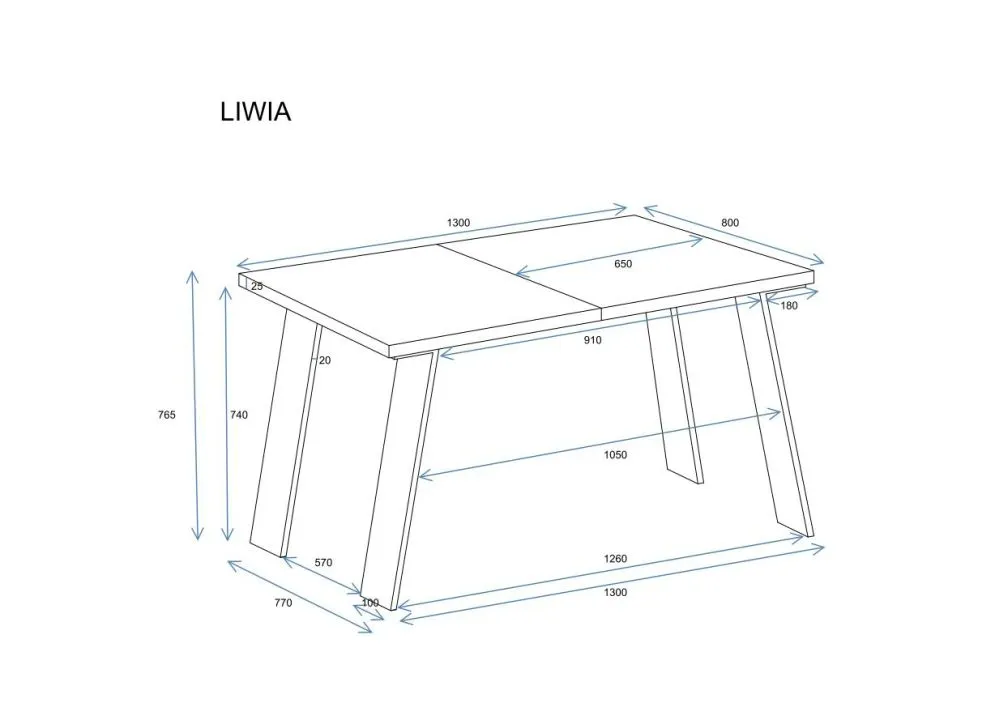 Stół rozkładany LIWIA 130(210)x80 dąb stirling 8-osobowy I sklep meblowy MIRAT. styl LOFT