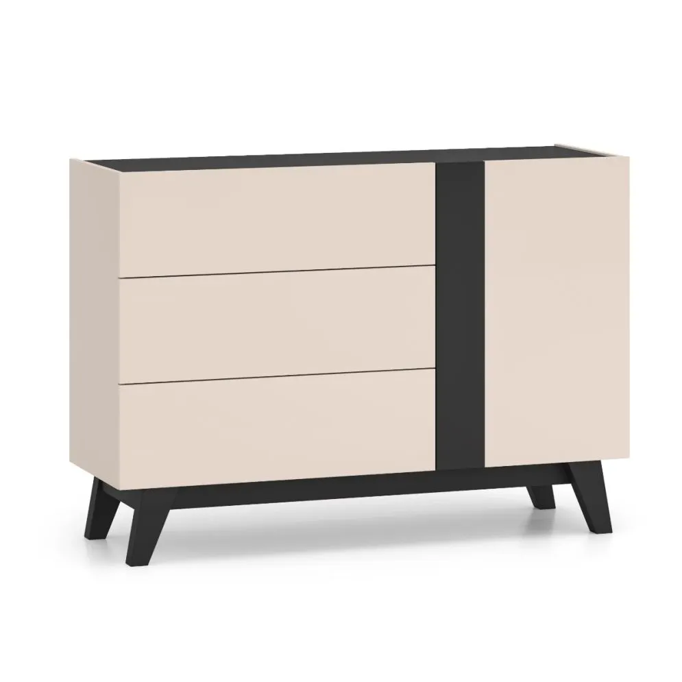 Komoda FRESHION 04 1D3S 120 kaszmirowa/czarna I sklep meblowy MIRAT.  kolekcja FRESHION