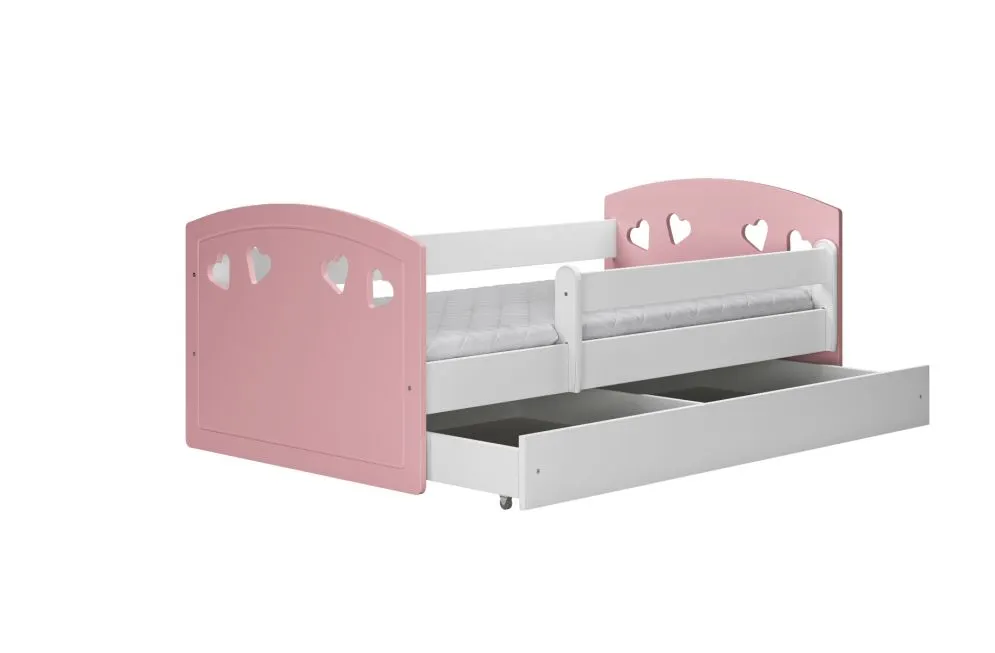 Łóżko dziecięce JULIA MIX różowe z barierką | MIRAT. kolekcja JULIA
