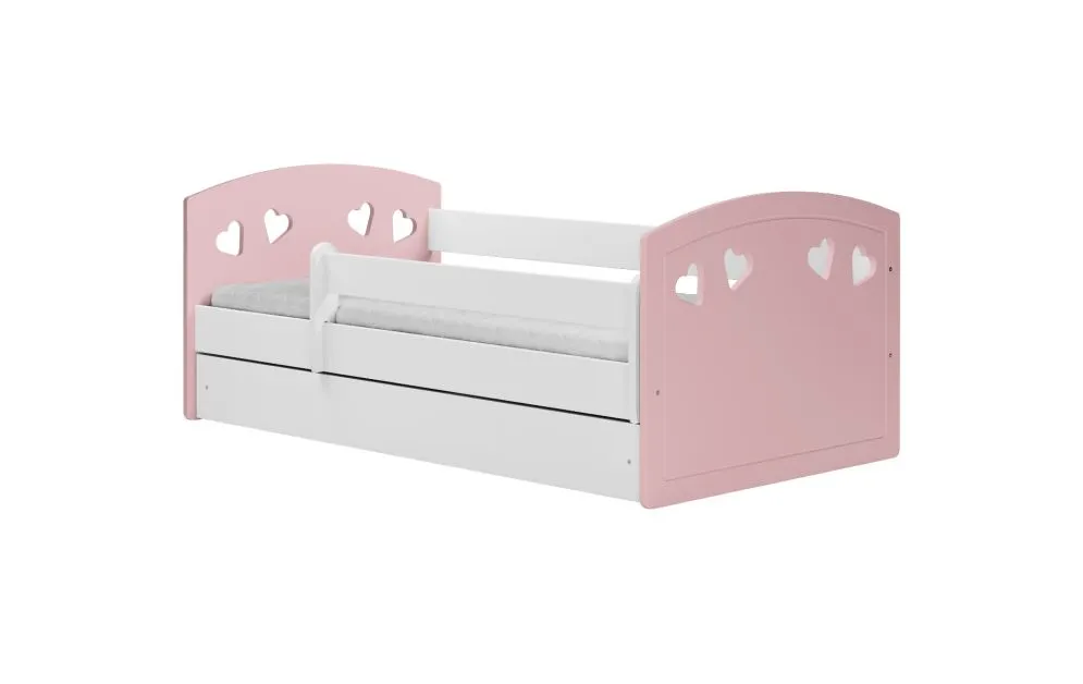 Łóżko dziecięce JULIA MIX różowe z barierką | MIRAT. kolekcja JULIA