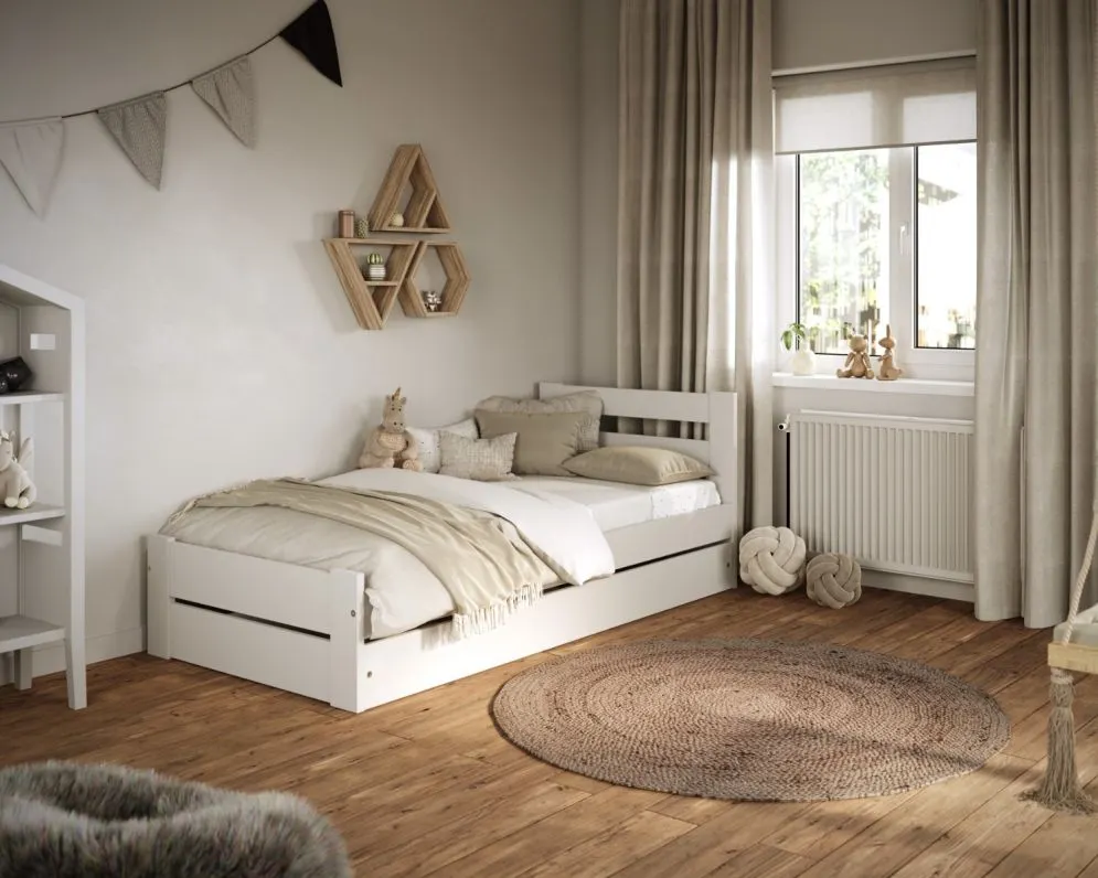 Łóżko dziecięce EMIL 180x80 z szufladą białe  I sklep meblowy MIRAT. styl SKANDYNAWSKI