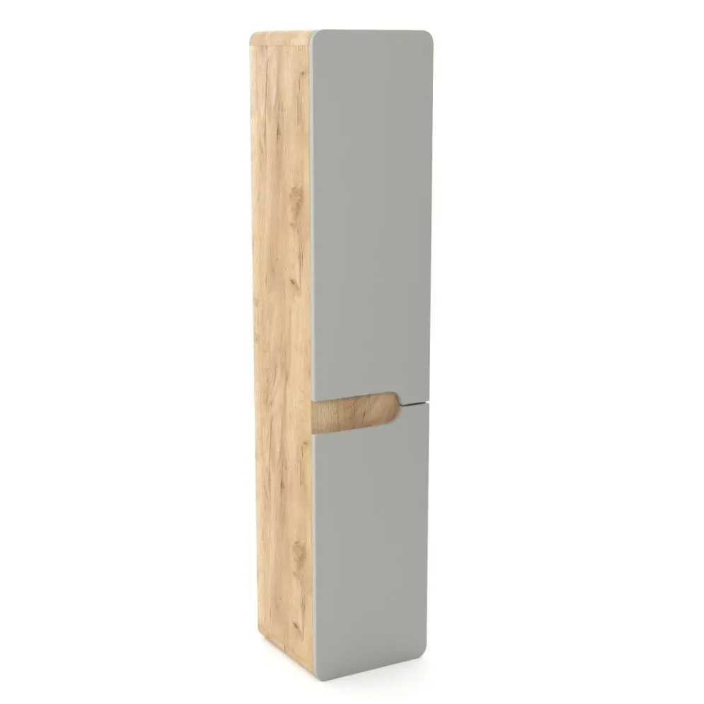 Szafka łazienkowa LOFT 35 wysoka z koszem szary mat/dąb - powystawowy I sklep meblowy MIRAT. styl LOFT