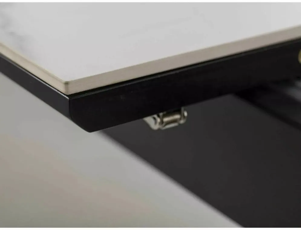 Stół rozkładany LOGAN CERAMIC 160(200)x90 biały mat/czarny mat z ceramicznym blatem I sklep meblowy MIRAT. styl GLAMOUR