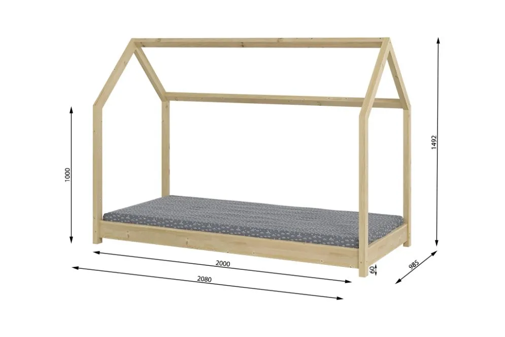 Łóżko domek BELLA 90x200 sosna drewniane domek | MIRAT.