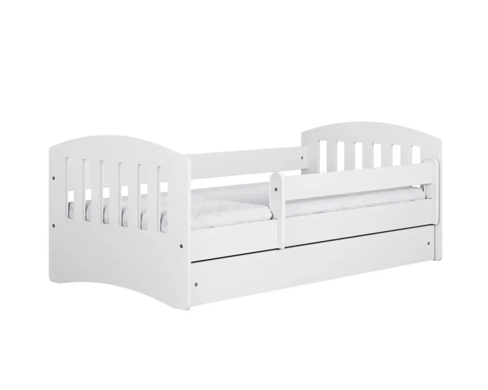 Łóżko dziecięce CLASSIC 1 160x80 białe z barierką | MIRAT. kolekcja CLASSIC