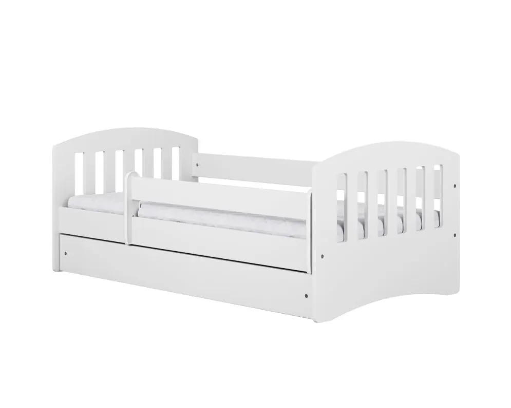 Łóżko dziecięce CLASSIC 1 160x80 białe z barierką | MIRAT. kolekcja CLASSIC