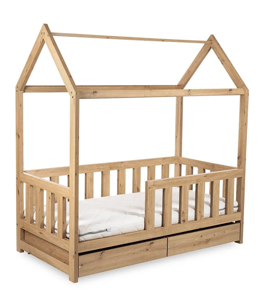 Łóżko dziecięce LIV 80x160 dąb domek I sklep meblowy MIRAT. styl SKANDYNAWSKI