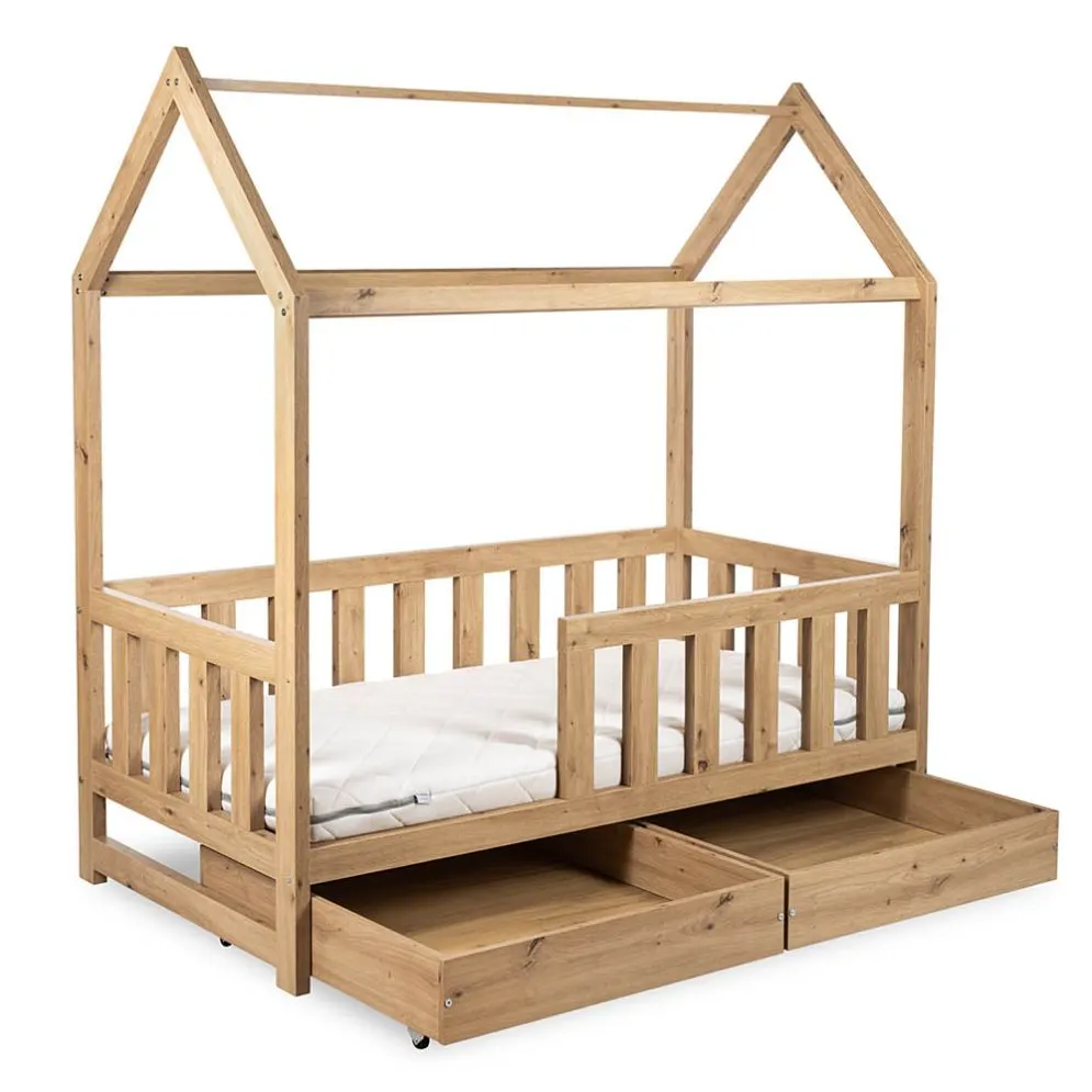 Łóżko dziecięce LIV 80x160 dąb domek I sklep meblowy MIRAT. styl SKANDYNAWSKI