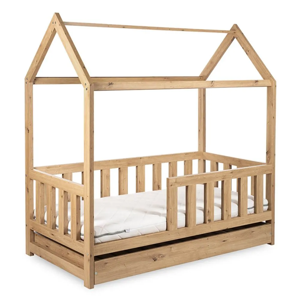 Łóżko dziecięce LIV 80x160 dąb domek I sklep meblowy MIRAT. styl SKANDYNAWSKI