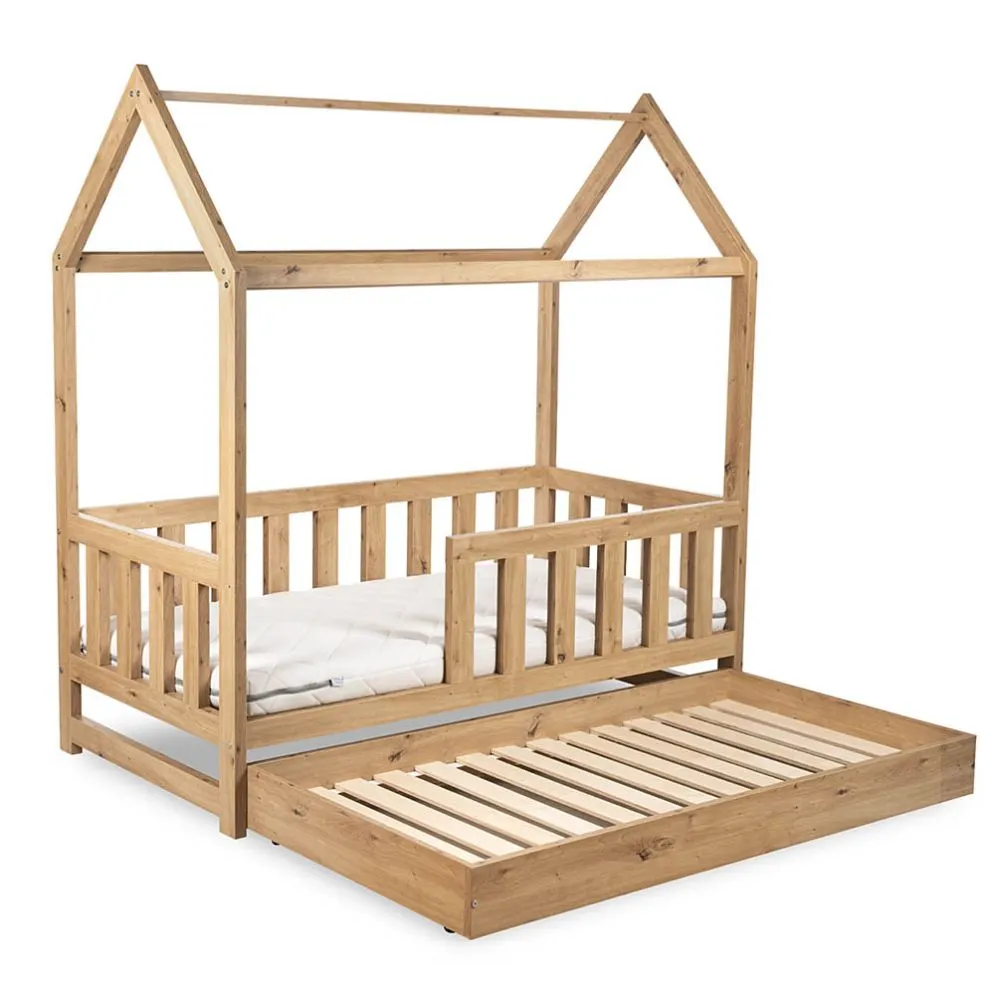 Łóżko dziecięce LIV 80x160 dąb domek I sklep meblowy MIRAT. styl SKANDYNAWSKI