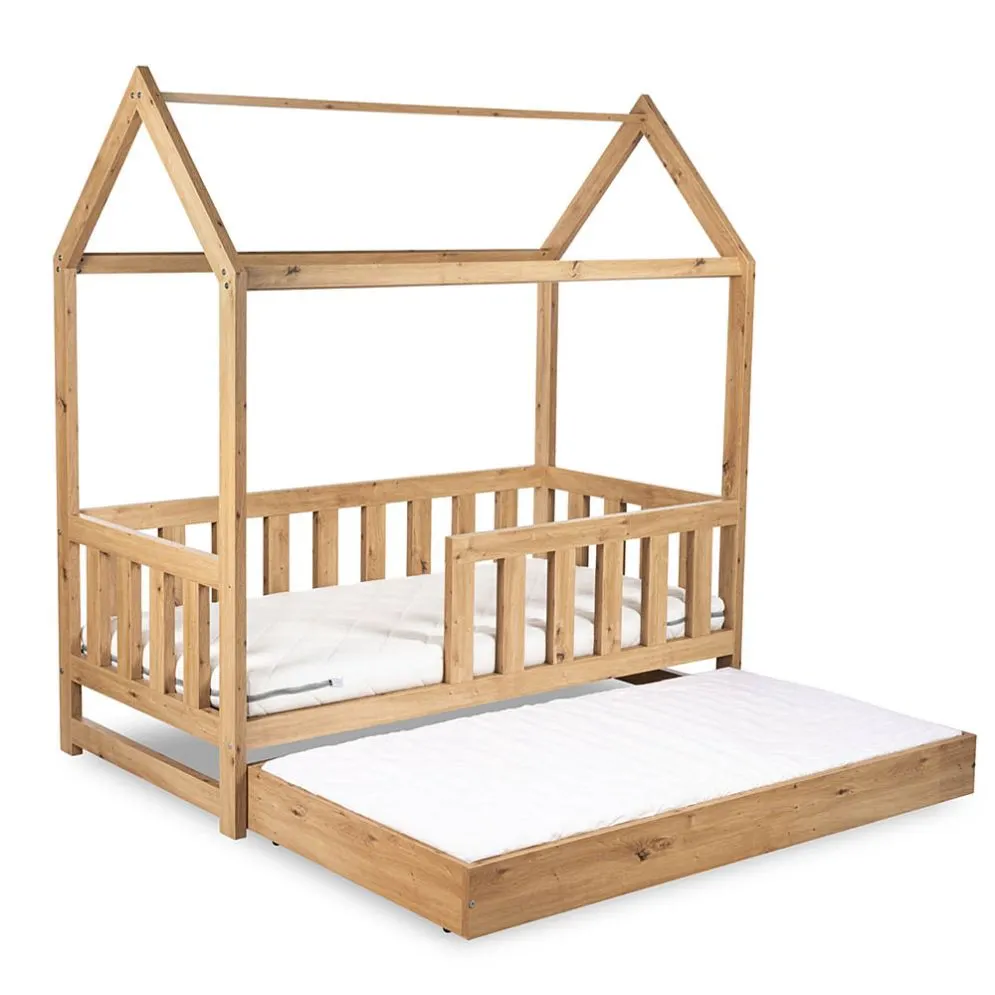 Łóżko dziecięce LIV 80x160 dąb domek I sklep meblowy MIRAT. styl SKANDYNAWSKI