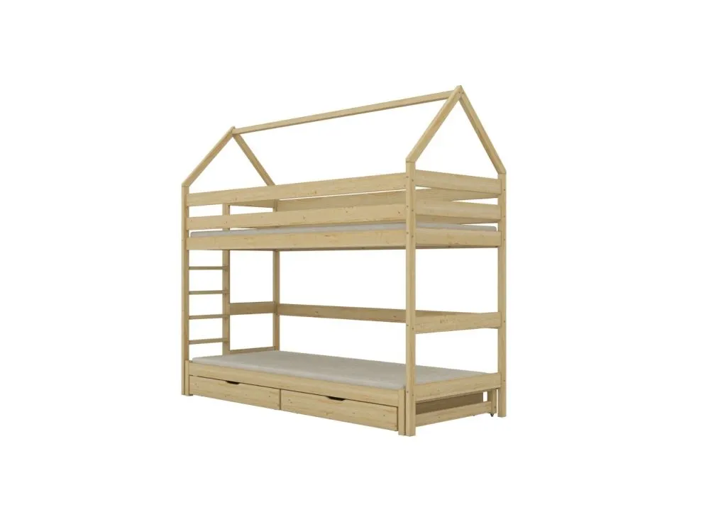 Łóżko piętrowe z szufladami TOBI 1 180x90 sosna bez lakieru I sklep meblowy MIRAT. styl SKANDYNAWSKI kolekcja TOBI