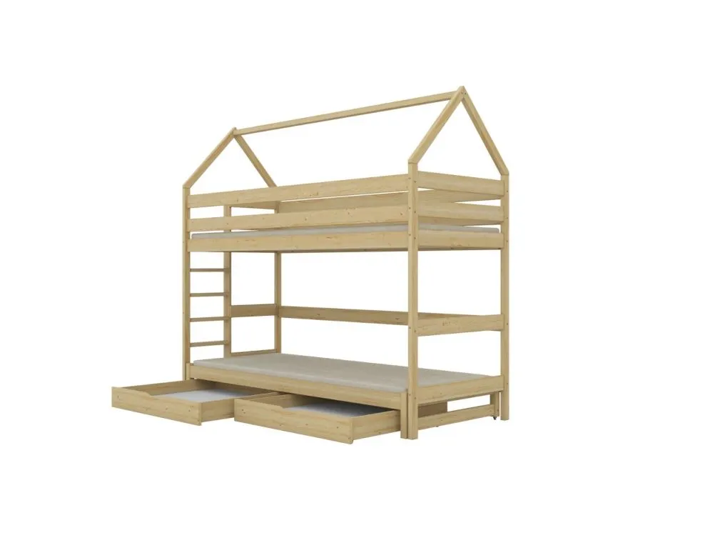 Łóżko piętrowe z szufladami TOBI 1 180x90 sosna bez lakieru I sklep meblowy MIRAT. styl SKANDYNAWSKI kolekcja TOBI