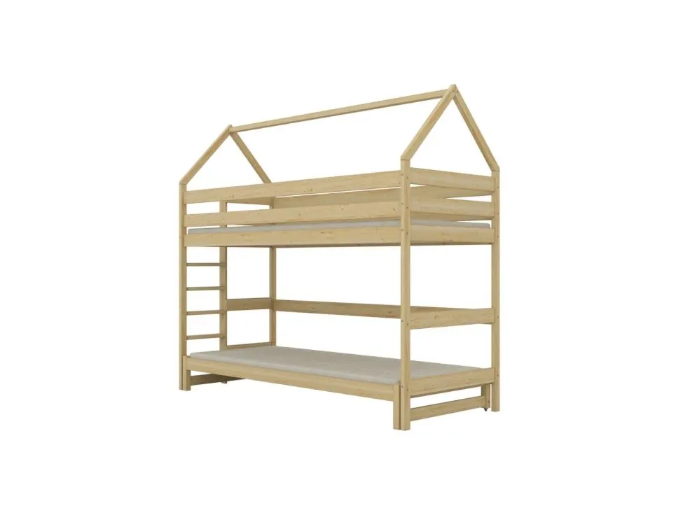 Solidne łóżko piętrowe domek TOBI 1 180x90 sosna lakierowana I sklep meblowy MIRAT. styl SKANDYNAWSKI