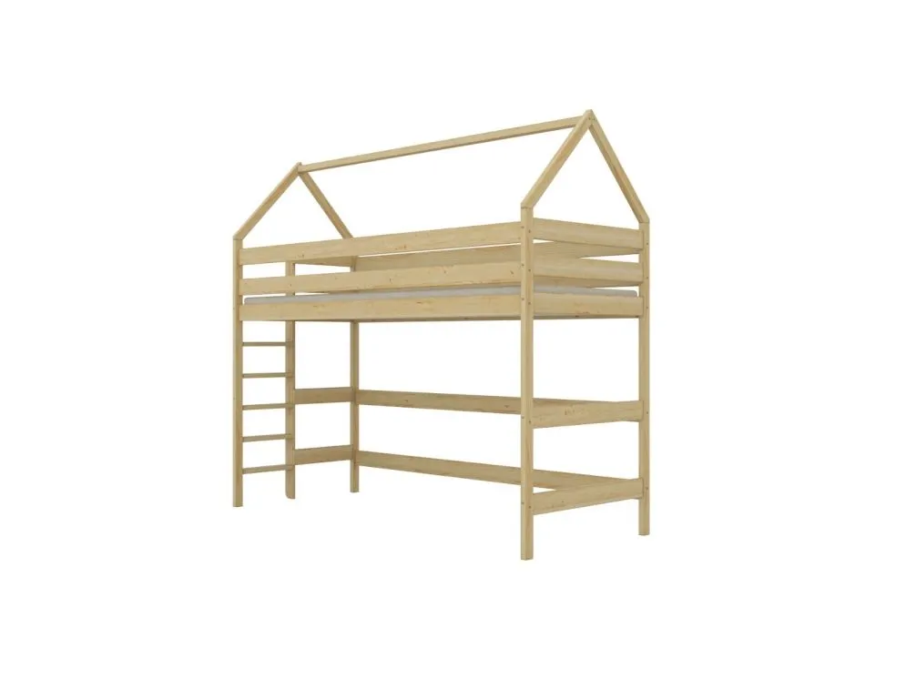 Solidne łóżko piętrowe domek TOBI 1 180x90 sosna lakierowana I sklep meblowy MIRAT. styl SKANDYNAWSKI