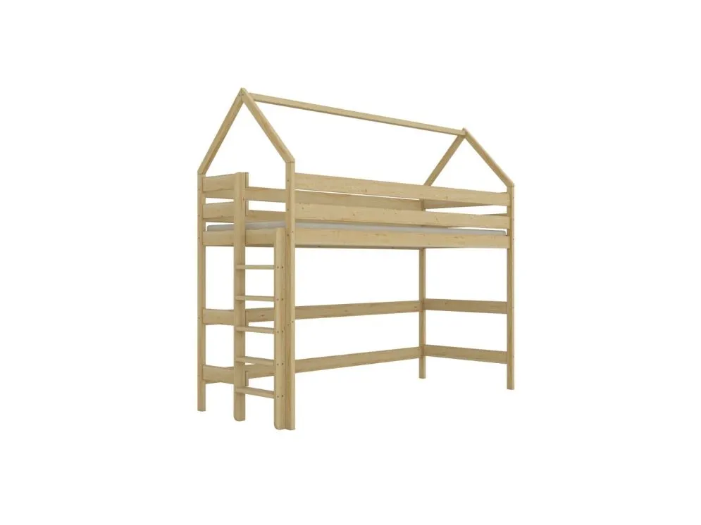 Łóżko piętrowe domek TOBI 1 180x80 sosna lakierowana bezbarwna I sklep meblowy MIRAT. styl SKANDYNAWSKI