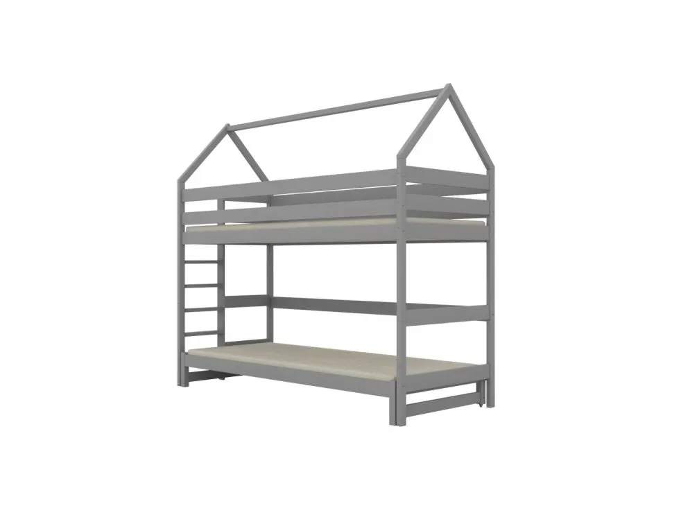 Łóżko piętrowe domek TOBI 1 160x80 szare solidne I sklep meblowy MIRAT. styl SKANDYNAWSKI