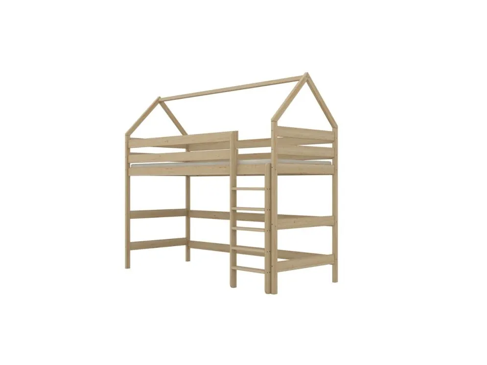 Lakierowane łóżko domek na antresoli TOBI 2 200x90 drewniane I sklep meblowy MIRAT. styl SKANDYNAWSKI kolekcja TOBI