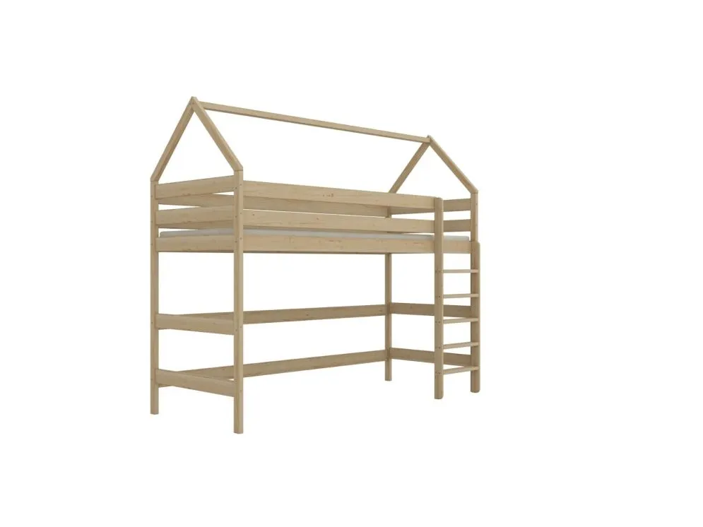Lakierowane łóżko domek na antresoli TOBI 2 200x90 drewniane I sklep meblowy MIRAT. styl SKANDYNAWSKI kolekcja TOBI