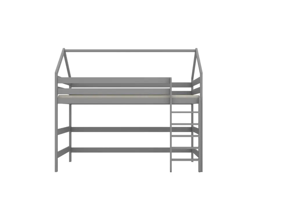 Łóżko domek na antresoli TOBI 2 160x80 szare dziecięce I sklep meblowy MIRAT. styl SKANDYNAWSKI kolekcja TOBI