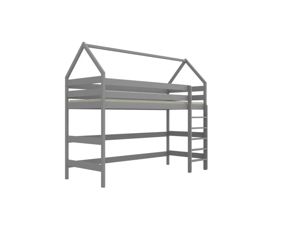 Łóżko domek na antresoli TOBI 2 160x80 szare dziecięce I sklep meblowy MIRAT. styl SKANDYNAWSKI kolekcja TOBI