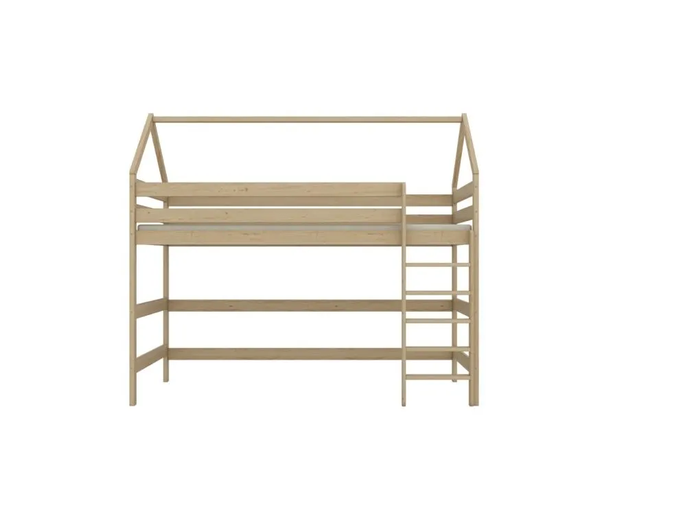 Lakierowane łóżko domek na antresoli TOBI 2 200x80 sosnowe I sklep meblowy MIRAT. styl SKANDYNAWSKI kolekcja TOBI