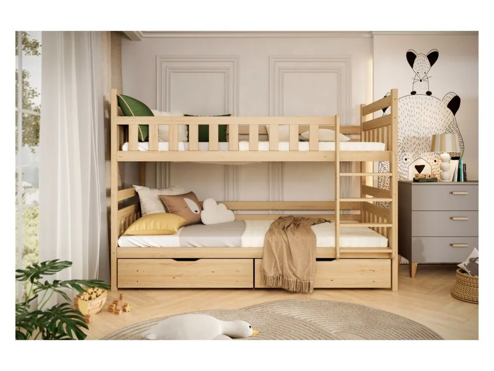 Łóżko piętrowe BARTEK 180x90 sosna lakierowana drewniane | MIRAT. styl SKANDYNAWSKI kolekcja BARTEK