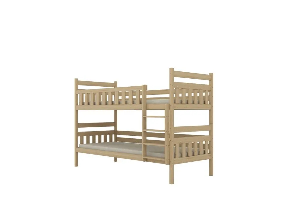 Łóżko piętrowe BARTEK 200x90 sosna nielakierowana drewniane trzyosobowe | MIRAT. styl SKANDYNAWSKI kolekcja BARTEK