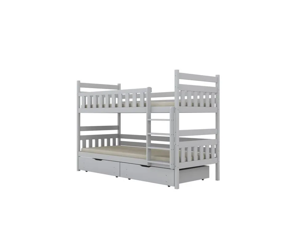 Łóżko piętrowe BARTEK 160x80 białe drewniane z szufladami | MIRAT. styl SKANDYNAWSKI kolekcja BARTEK