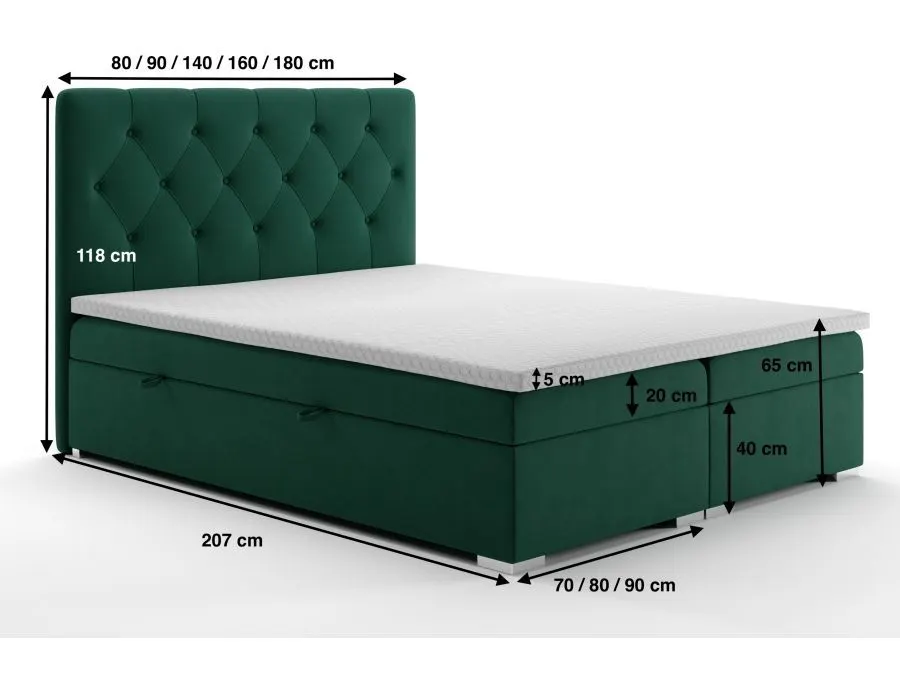 Łóżko kontynentalne INTENSO 140 beżowe velvet do sypialni w stylu glamour | MIRAT. w stylu GLAMOUR kolekcja