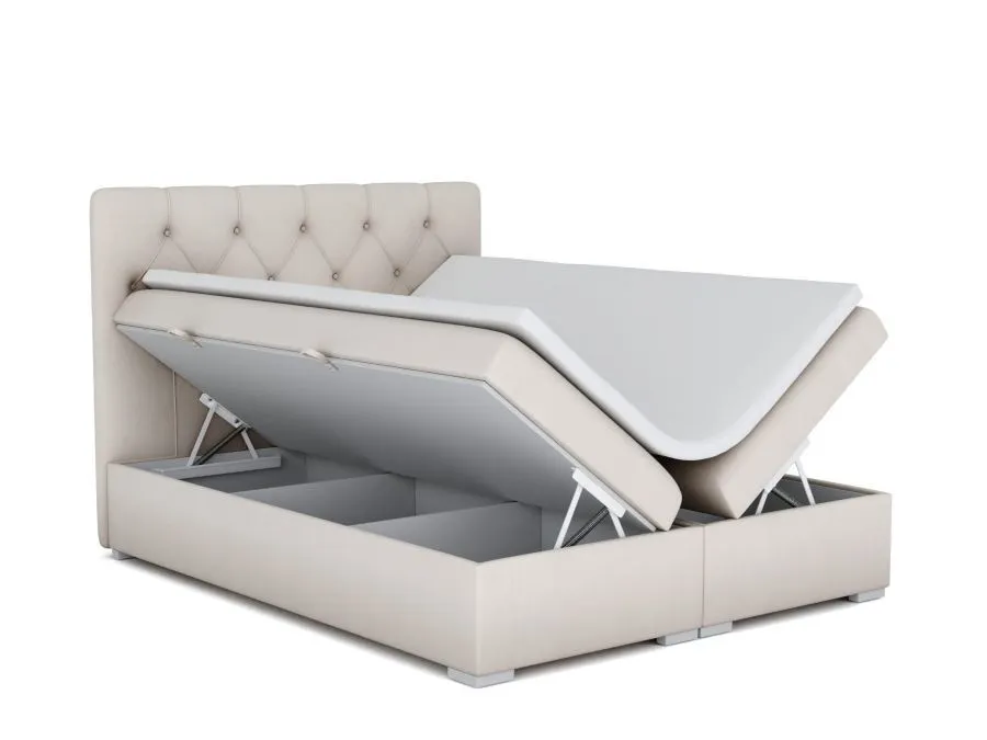 Łóżko kontynentalne INTENSO 140 beżowe velvet do sypialni w stylu glamour | MIRAT. w stylu GLAMOUR kolekcja