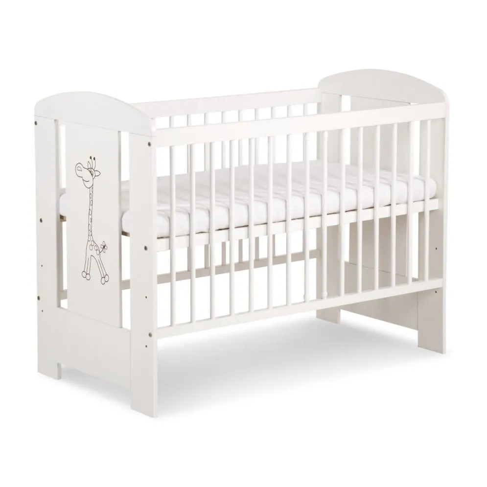 Łóżeczko dziecięce SAFARI ŻYRAFKA 120x60 białe polskiej produkcji I sklep meblowy MIRAT. styl SKANDYNAWSKI