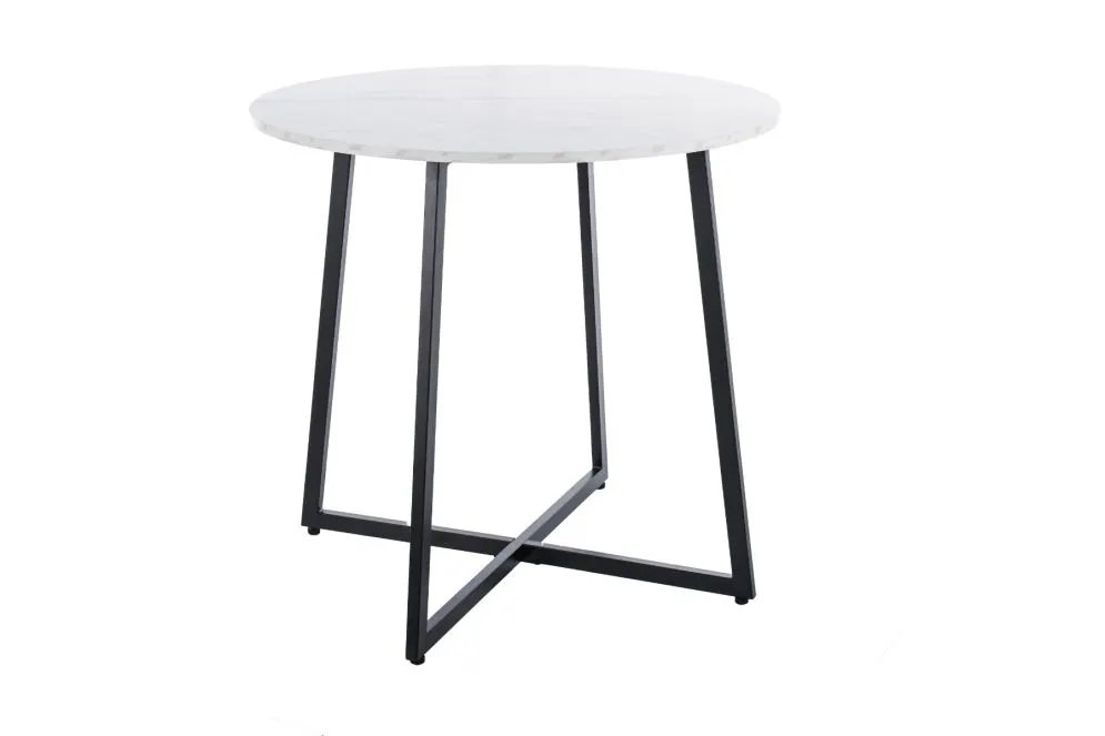 Stół okrągły LUNA 90x90 biały marmur/czarny 5-osobowy I sklep meblowy MIRAT. styl GLAMOUR, LOFT