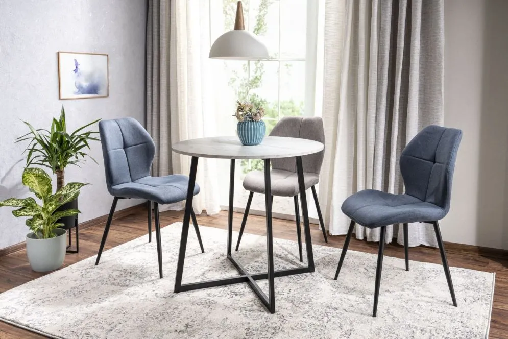 Stół okrągły LUNA 90x90 biały marmur/czarny 5-osobowy I sklep meblowy MIRAT. styl GLAMOUR, LOFT