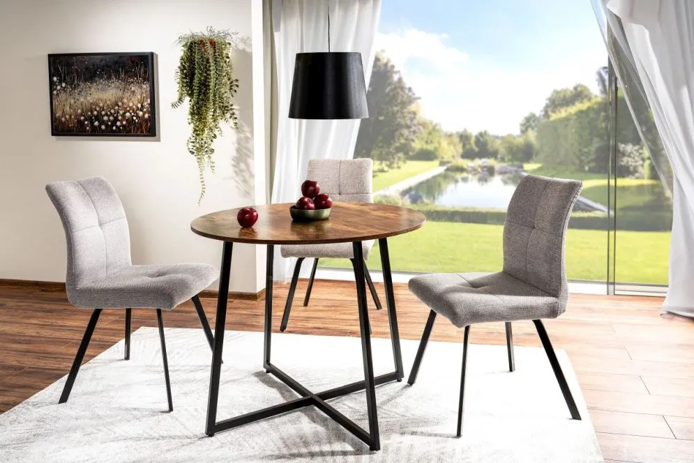 Stół okrągły LUNA 90x90 brąz rustykalny/czarny do jadalni I sklep meblowy MIRAT. styl LOFT