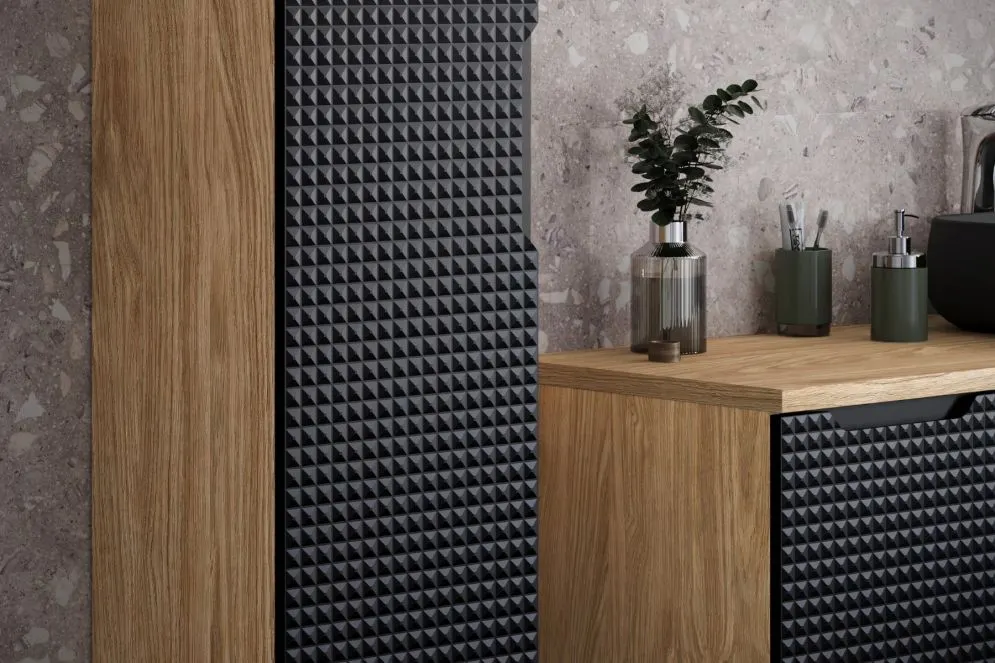 Szafka pod umywalkę LUXOR BLACK 82-90-2S 90cm dąb olejowany/czarna designerska I sklep meblowy MIRAT. styl GLAMOUR kolekcja LUXOR