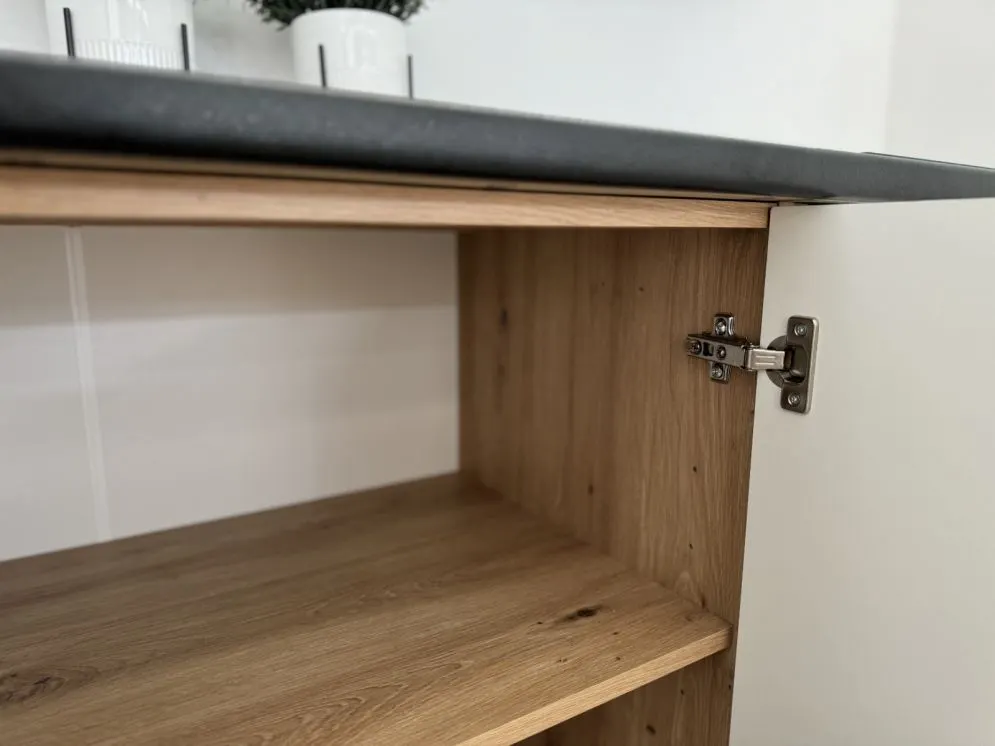 Szafka kuchenna stojąca ISABEL D60 P/L szary mat/dąb artisan z frezowanym uchwytem I sklep meblowy MIRAT.