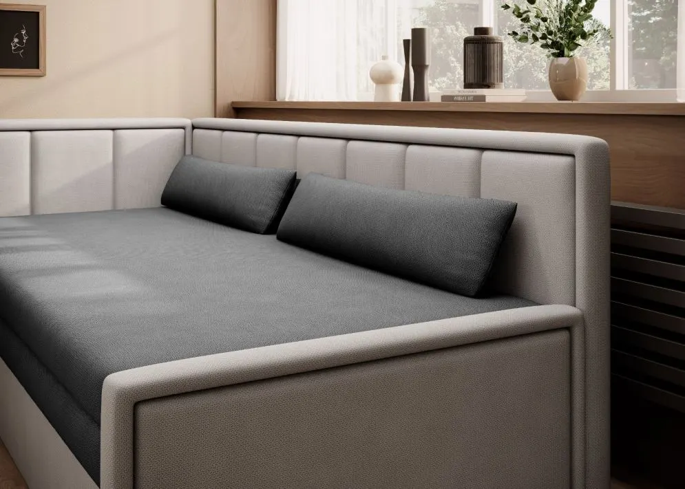 Komfortowa sofa rozkładana z funkcją spania FULGEO jasna szara/szara lewa I sklep meblowy MIRAT.  kolekcja FULGEO