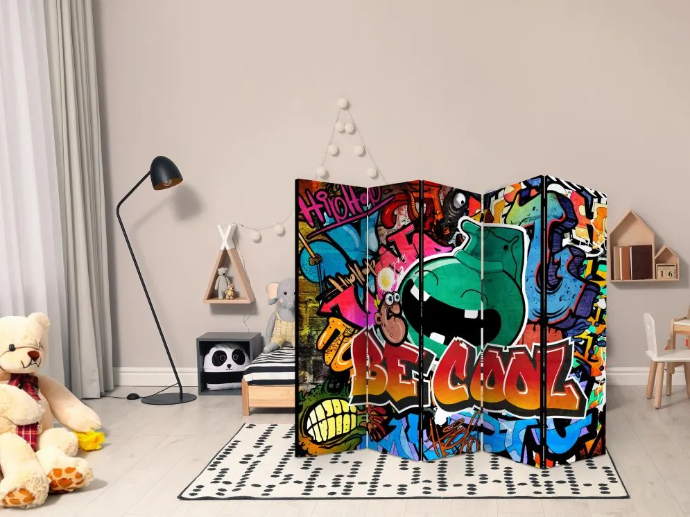 Parawan dwustronny Street art 225x172 cm 5-częściowy wielokolorowy | MIRAT.
