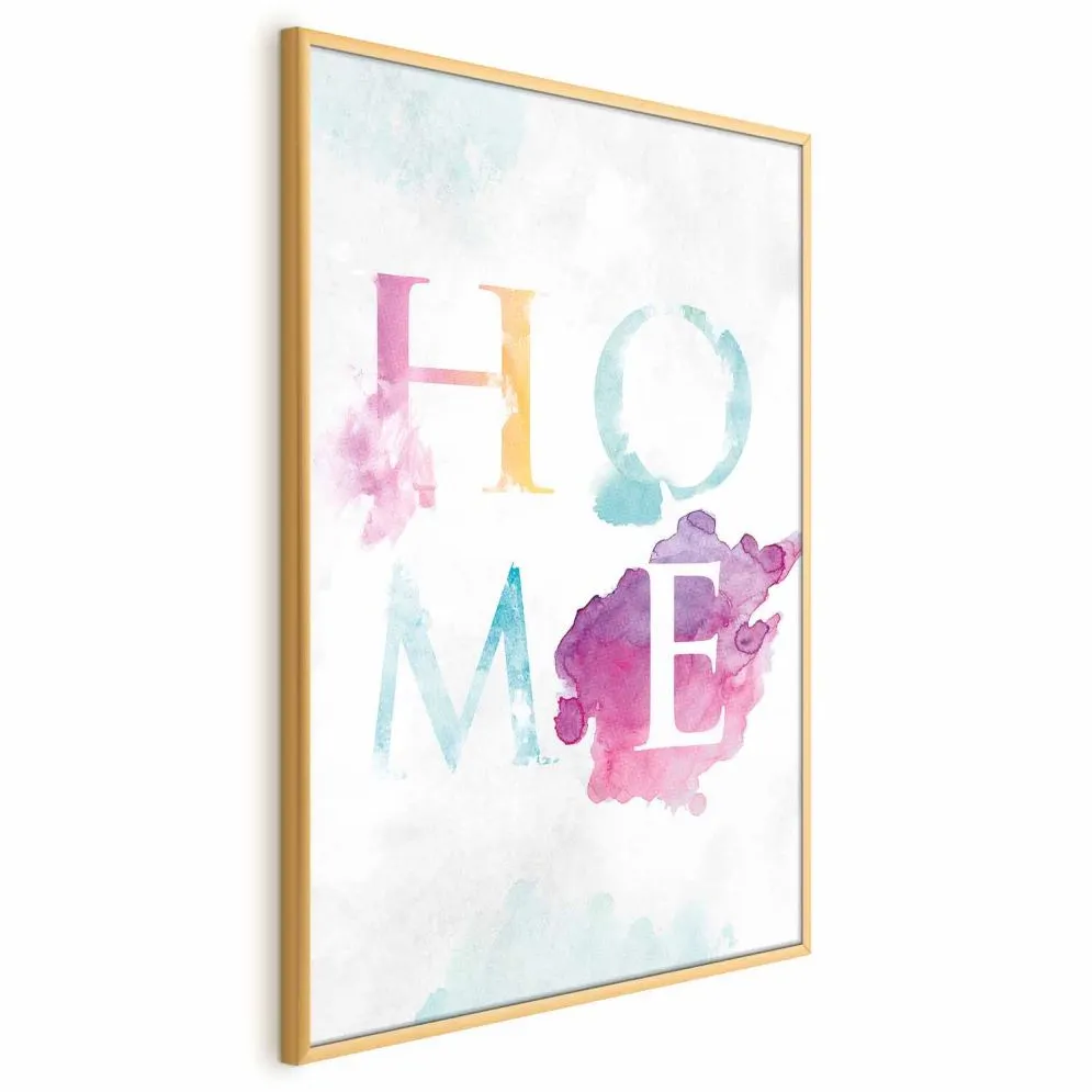Plakat Tęczowe home 21x30 cm z ramą złotą bez marginesu | MIRAT.