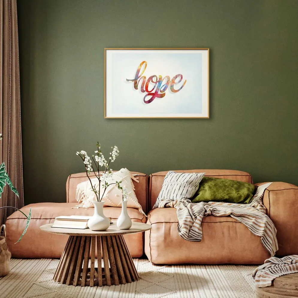 Plakat Hope 90x60 cm z ramą złotą z marginesem | MIRAT.