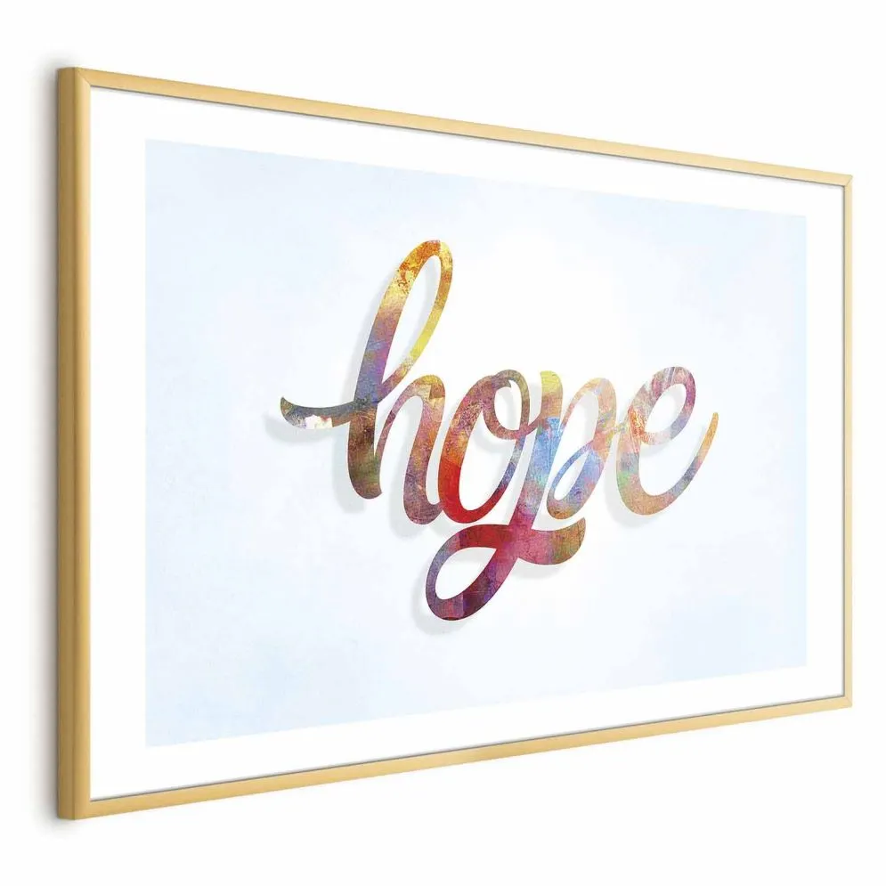 Plakat Hope 90x60 cm z ramą złotą z marginesem | MIRAT.